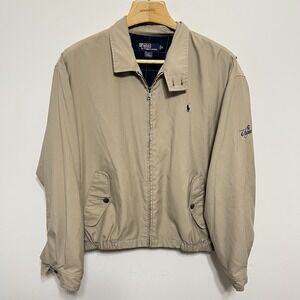 Vintage Polo Ralph Lauren Jacket Mens XL Tan Full Zip Harrington Prep Y2K Beige